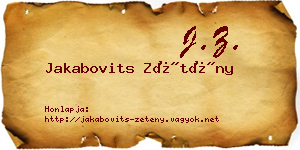 Jakabovits Zétény névjegykártya